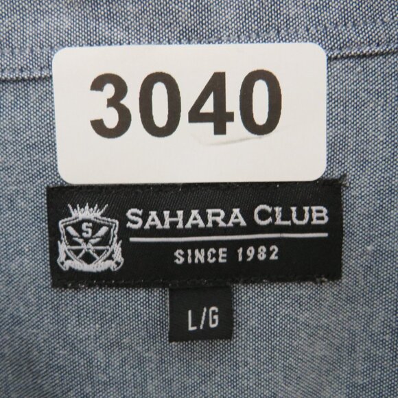 sahara Club* Men's Short Sleeve Button Down Curved‎ Hem BOHO Design Shirt~ Large - Picture 4 of 12